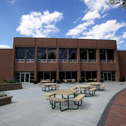 Photo of patio outside Perry Campus Center