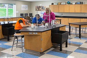 A photo of students learning in a science lab in Niobrara Public Schools