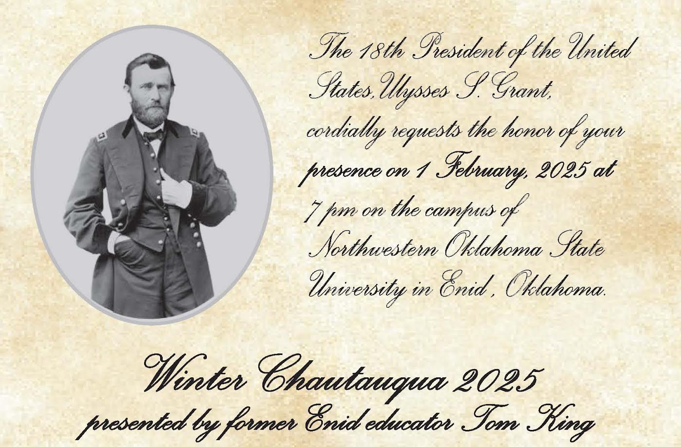 Image of Ulysses S. Grant on an invitation to a lecture